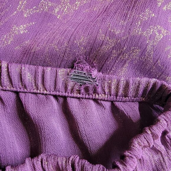 Cache Metallic Cold Shoulder Blouse Purple Gold Size Medium - Picture 5 of 16
